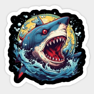 SHARK AND JAWS COLORED CARTOON STYLE, JINBEI Sticker